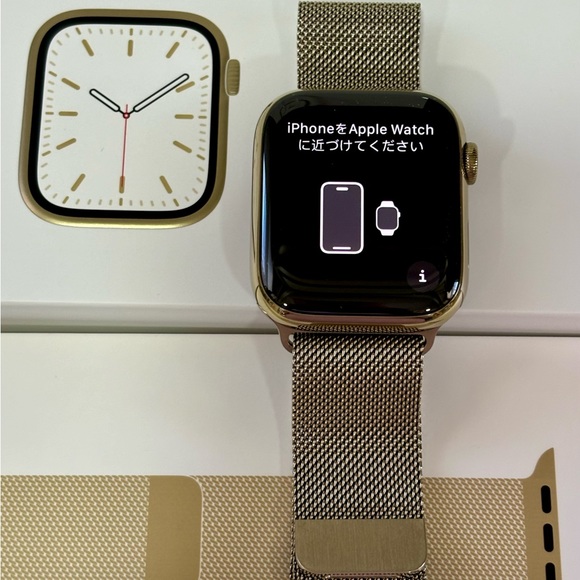 Apple Series 7 Gold Stainless Steel 45mm Watch Milanese Band 🌷 - Picture 2 of 15